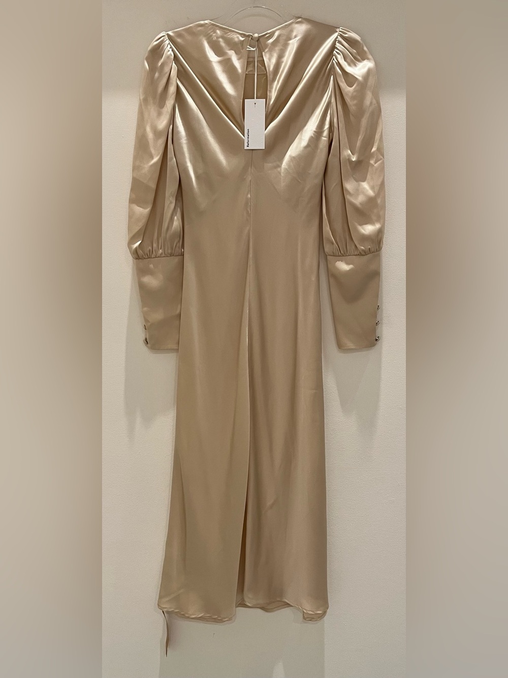 Reformation Virgo Silk Dress in Almond Size 2 - Picture 4 of 5